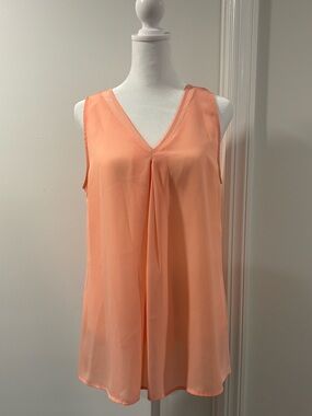 Violet & Claire || Coral V-Neck Chiffon Top